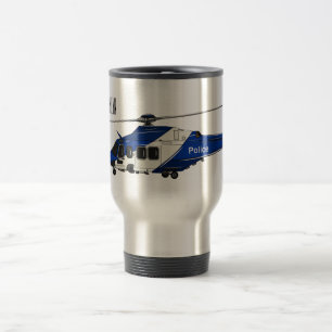 Caneca Térmica Ilustração de desenho animado de helicóptero polic