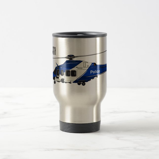 Caneca Térmica Ilustração de desenho animado de helicóptero polic (Centro)