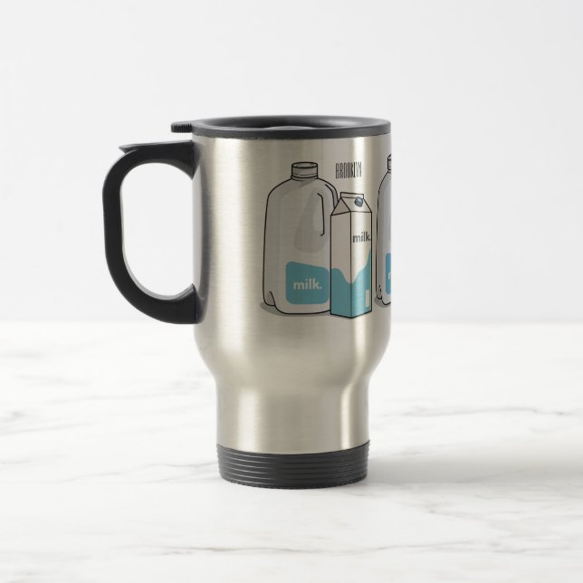 Caneca Térmica Ilustração de desenho animado de leite (Esquerda)