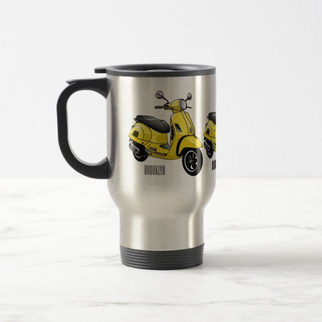 Caneca Térmica Ilustração de desenho animado de motocicleta (Esquerda)