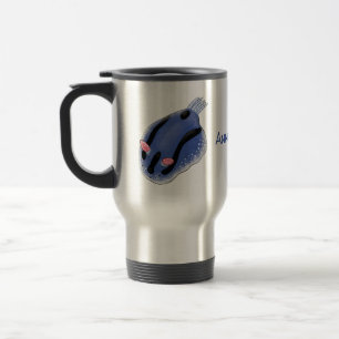 Caneca Térmica Ilustração de desenho animado de nudibranch azul