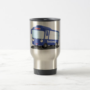 Caneca Térmica Ilustração de desenho animado de ônibus moderno az