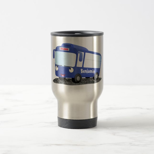 Caneca Térmica Ilustração de desenho animado de ônibus moderno az (Centro)