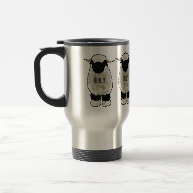 Caneca Térmica Ilustração de desenho animado de ovelha Valais Bla (Esquerda)