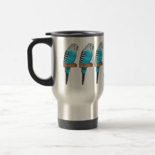 Caneca Térmica Ilustração de desenho animado de pássaros azul
