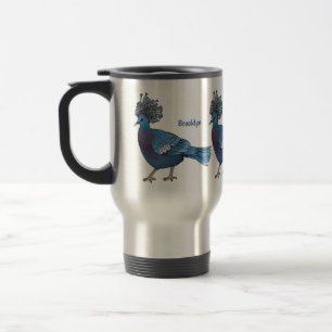 Caneca Térmica Ilustração de desenho animado de pombo-pombo-coroa
