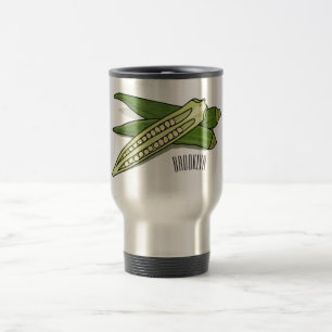 Caneca Térmica Ilustração de desenho animado de quiabo
