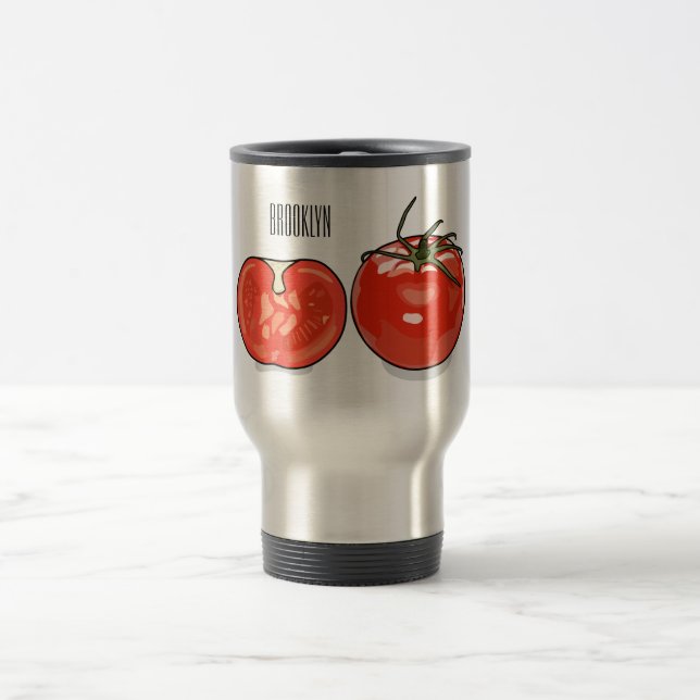 Caneca Térmica Ilustração de desenho animado de tomate (Centro)