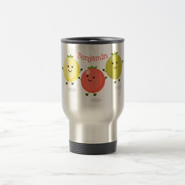 Caneca Térmica Ilustração de desenho animado de tomate de cereja (Centro)