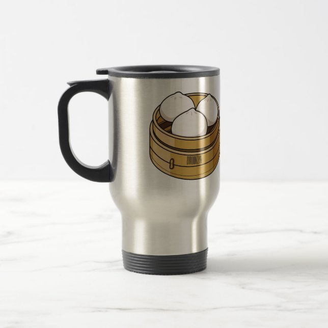 Caneca Térmica Ilustração de desenho animado Dim sum (Esquerda)