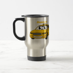 Caneca Térmica Ilustração de desenho animado divertida de táxi am