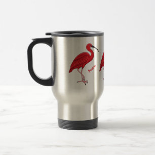 Caneca Térmica ilustração de desenho animado do pássaro íbis esca