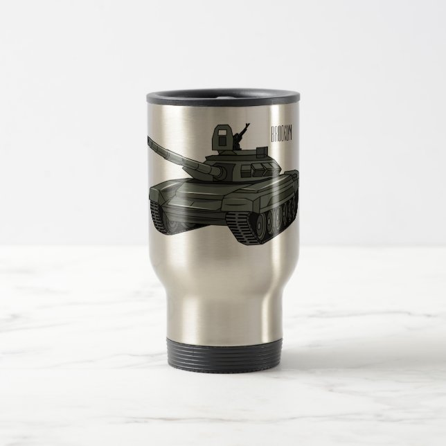 Caneca Térmica Ilustração de desenho animado do Tanque (Centro)