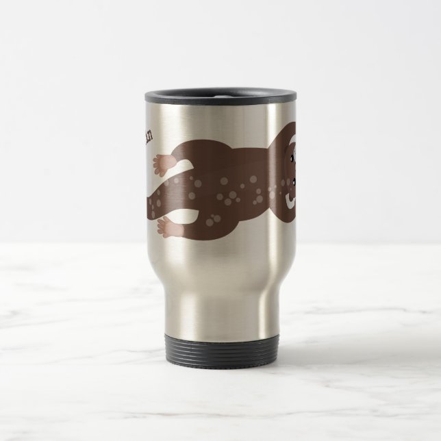 Caneca Térmica Ilustração de desenho animado em lontra (Centro)
