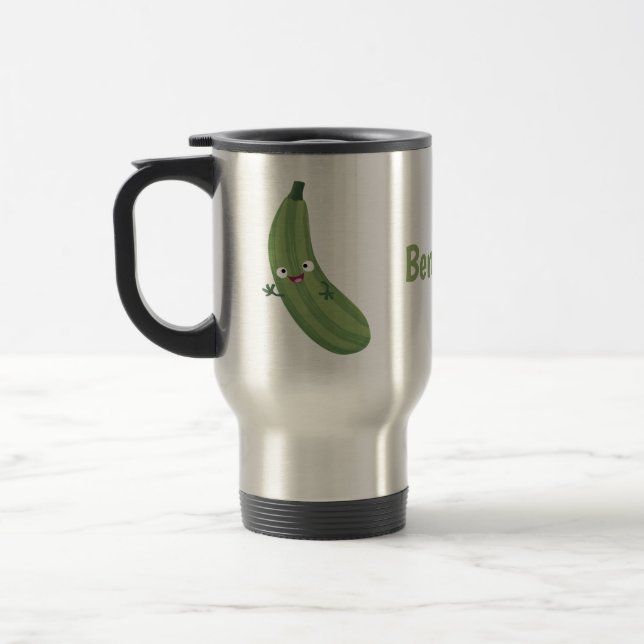 Caneca Térmica Ilustração de desenho animado feliz de abobrinha f (Esquerda)