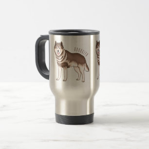 Caneca Térmica Ilustração de desenho animado siberiano husky