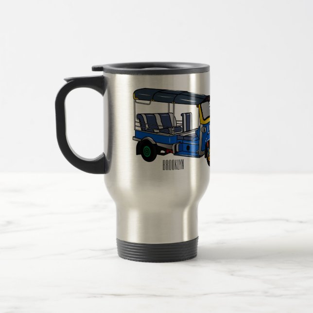 Caneca Térmica Ilustração de desenho animado Tuk tuk (Esquerda)