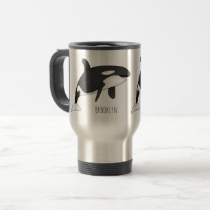 Caneca Térmica Ilustração de desenho da baleia assassina