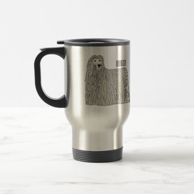 Caneca Térmica Ilustração de desenho de cães Komondor (Esquerda)