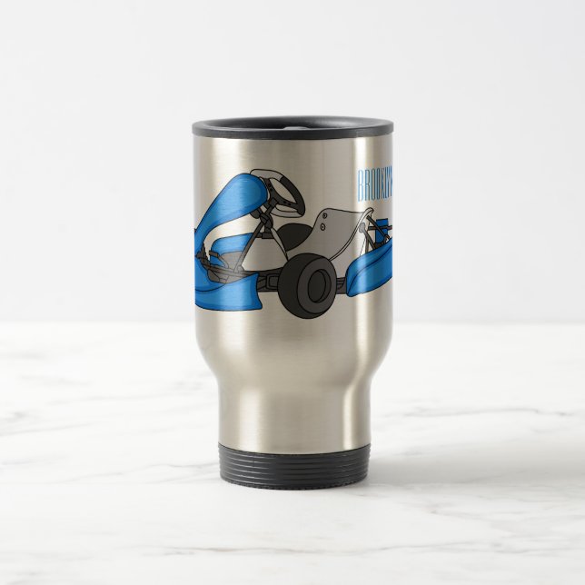 Caneca Térmica Ilustração de desenho de corrida de Kart (Centro)