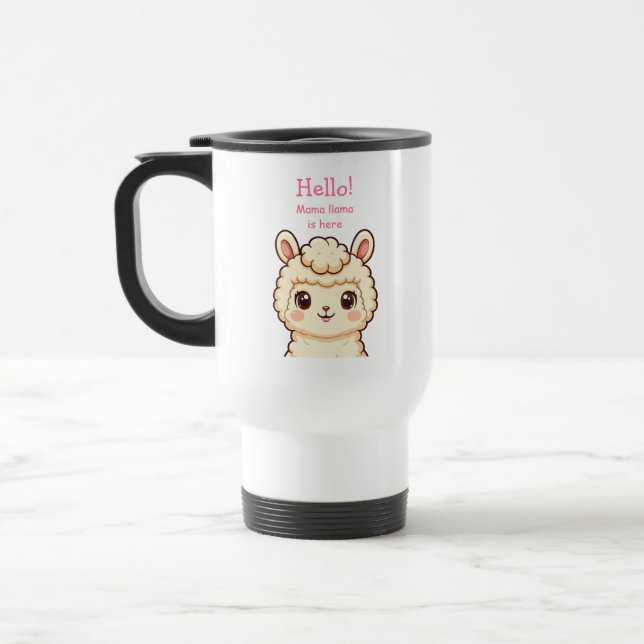 Caneca Térmica Ilustração de lhama fofa design (Esquerda)