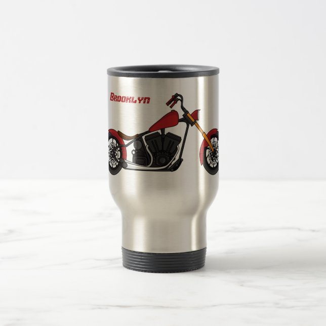 Caneca Térmica Ilustração de moto estilo Chopper (Centro)