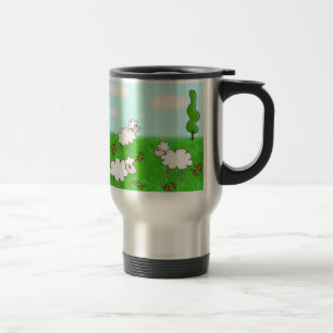 Caneca Térmica Ilustração de Ovelhas Fofas para Crianças