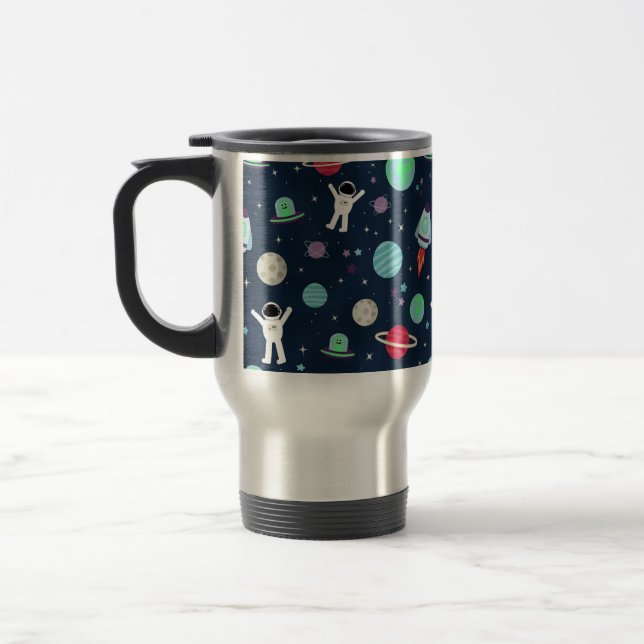 Caneca Térmica Ilustração de padrão de espaço (Esquerda)