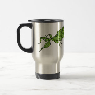 Caneca Térmica Ilustração em desenho animado de inseto folha verd
