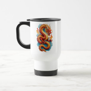 Caneca Térmica Ilustração Fiery do Dragão Vermelho Chinês-67561