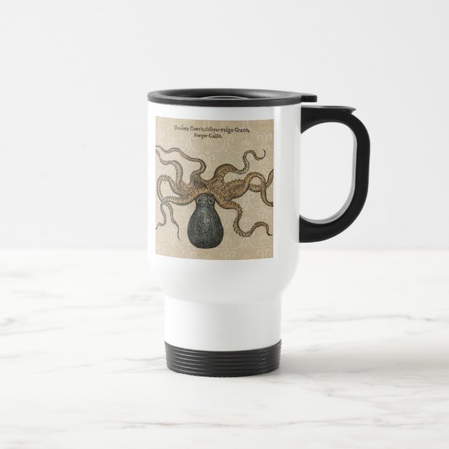 Caneca Térmica Ilustração Octopus Kraken Vintage (Direita)