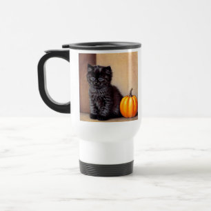 Caneca Térmica Ilustração Vintage Halloween Black Kitten