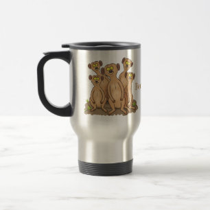 Caneca Térmica Imagem animada da família Meerkat