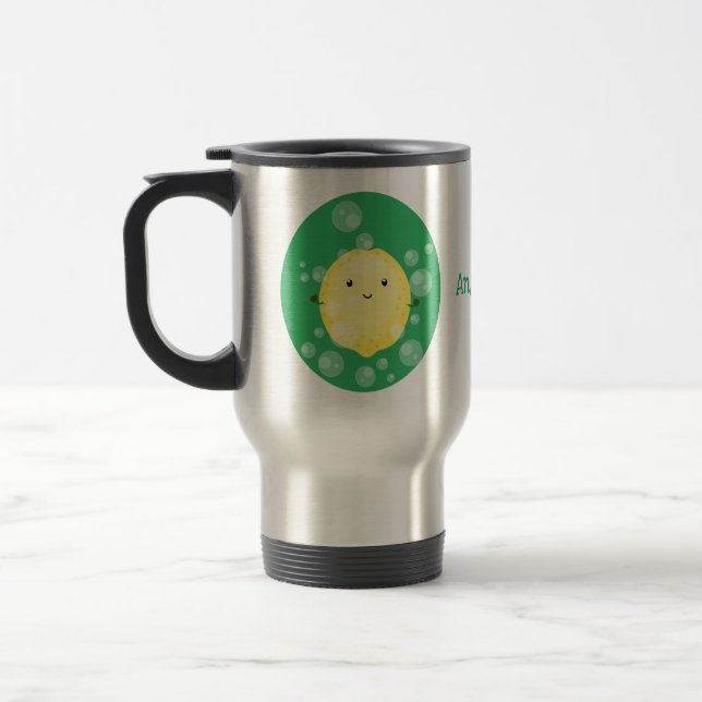 Caneca Térmica Imagem das bolhas de fruta de limão-branco (Esquerda)