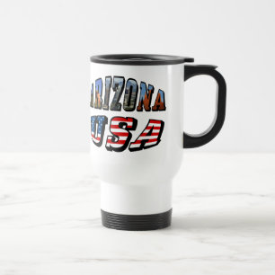 Caneca Térmica Imagem de arizona e Texto de Sinalizador EUA