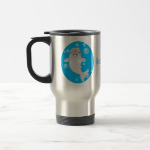 Caneca Térmica Imagem de desenho animado de bolhas de narvais fel