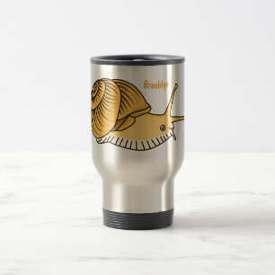 Caneca Térmica Imagem de desenho animado de caracol amarelo-bonit