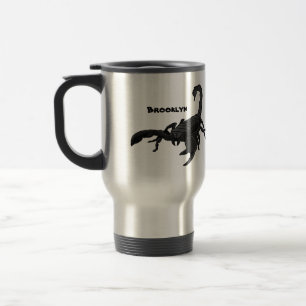 Caneca Térmica Imagem de desenho animado de escorpião preto