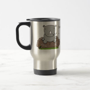 Caneca Térmica Imagem de desenho animado do bebê rhino bonito