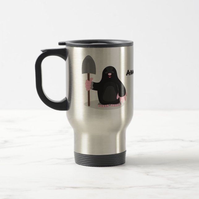 Caneca Térmica Imagem de desenhos animados alegres e bonitos (Esquerda)