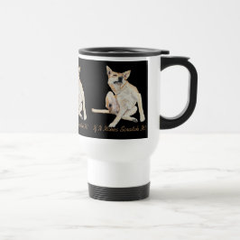Caneca Térmica imagem divertida de um cão coçando com o slogan