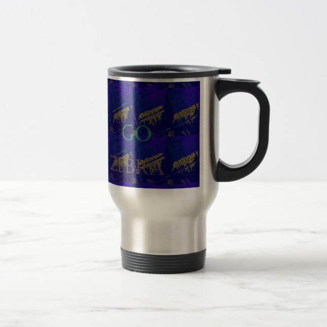 Caneca Térmica Impressão Abstrato "Vamos Ir Zebra" azul francês (Direita)