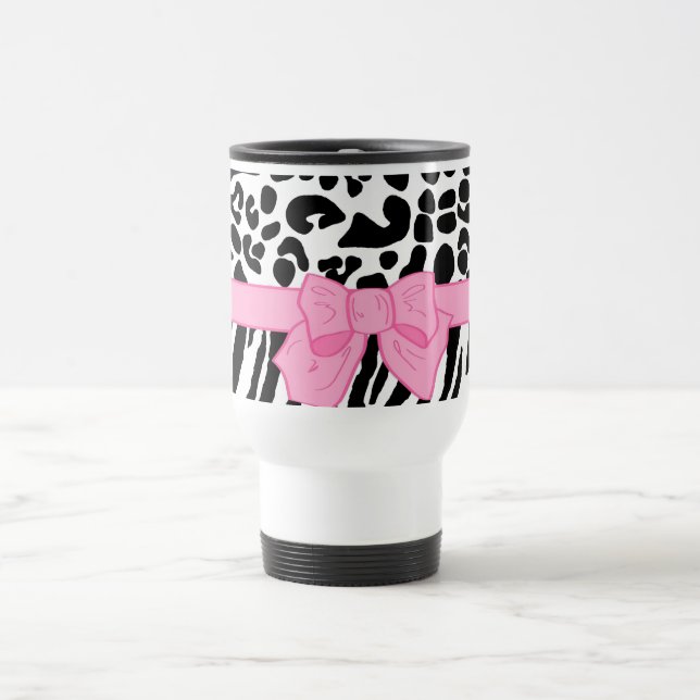 Caneca Térmica Impressão animal da zebra feminino do leopardo e (Centro)