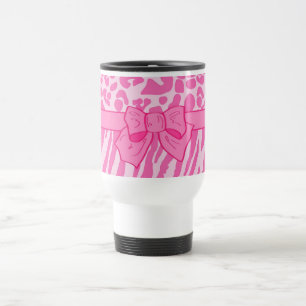 Caneca Térmica Impressão animal e Arco-menina, zebra rosa-branca,