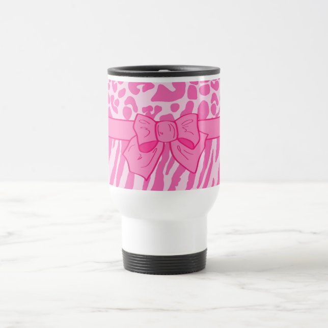 Caneca Térmica Impressão animal e Arco-menina, zebra rosa-branca, (Centro)