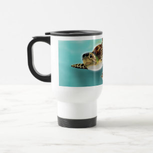 Caneca Térmica Impressão artística de tartarugas marinhas.