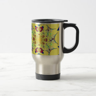 Caneca Térmica Impressão de Arte de Design Floral Damask Colorido