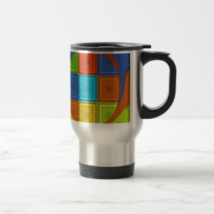 Caneca Térmica Impressão de Arte de Redemoinho Xadrez
