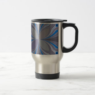 Caneca Térmica Impressão de Arte de Textura com Bolinhas Cinza Az