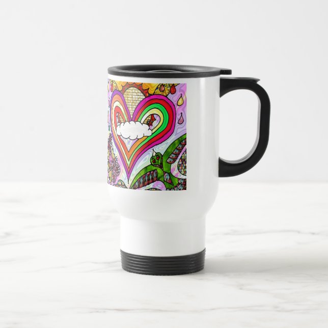 Caneca Térmica Impressão de Arte do Arco Arco-Íris Psicodélico (Direita)